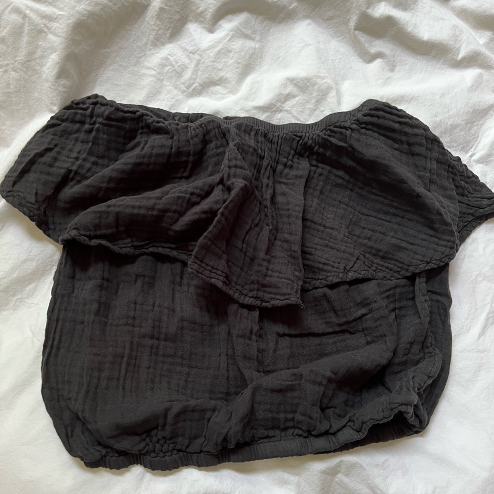 Michael Stars strapless Black Ruffled top